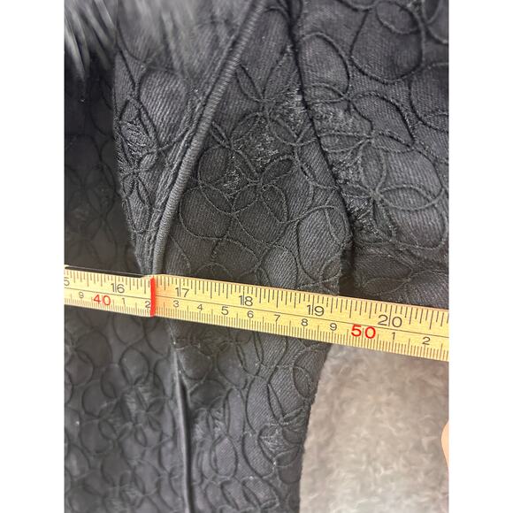 Upcycled Black Denim Jacket w/ Real Fox Fur Stole Collar – Size 8 - Picture 5 of 14